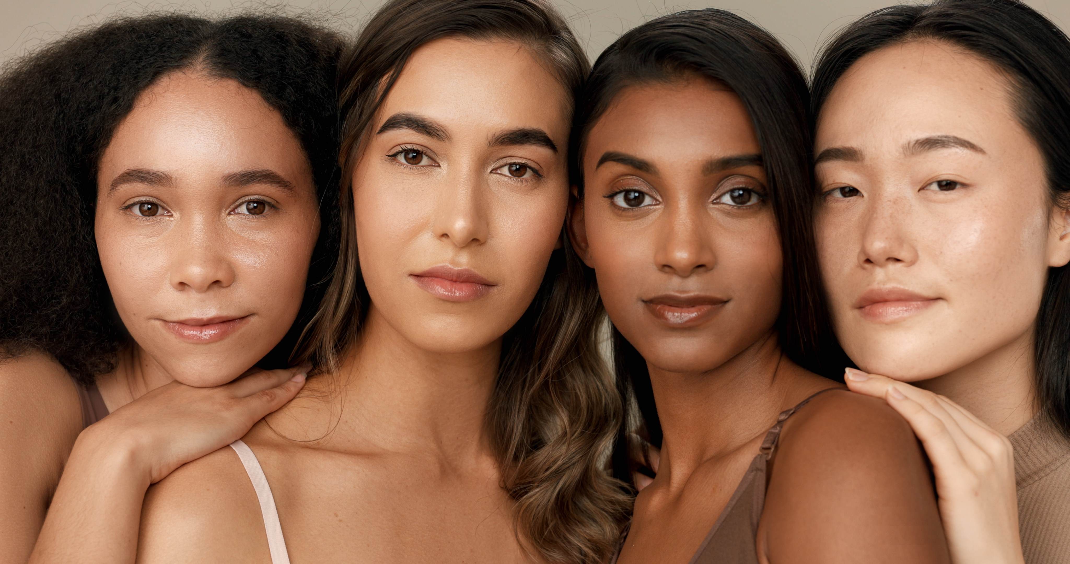 4 women with natural makeup