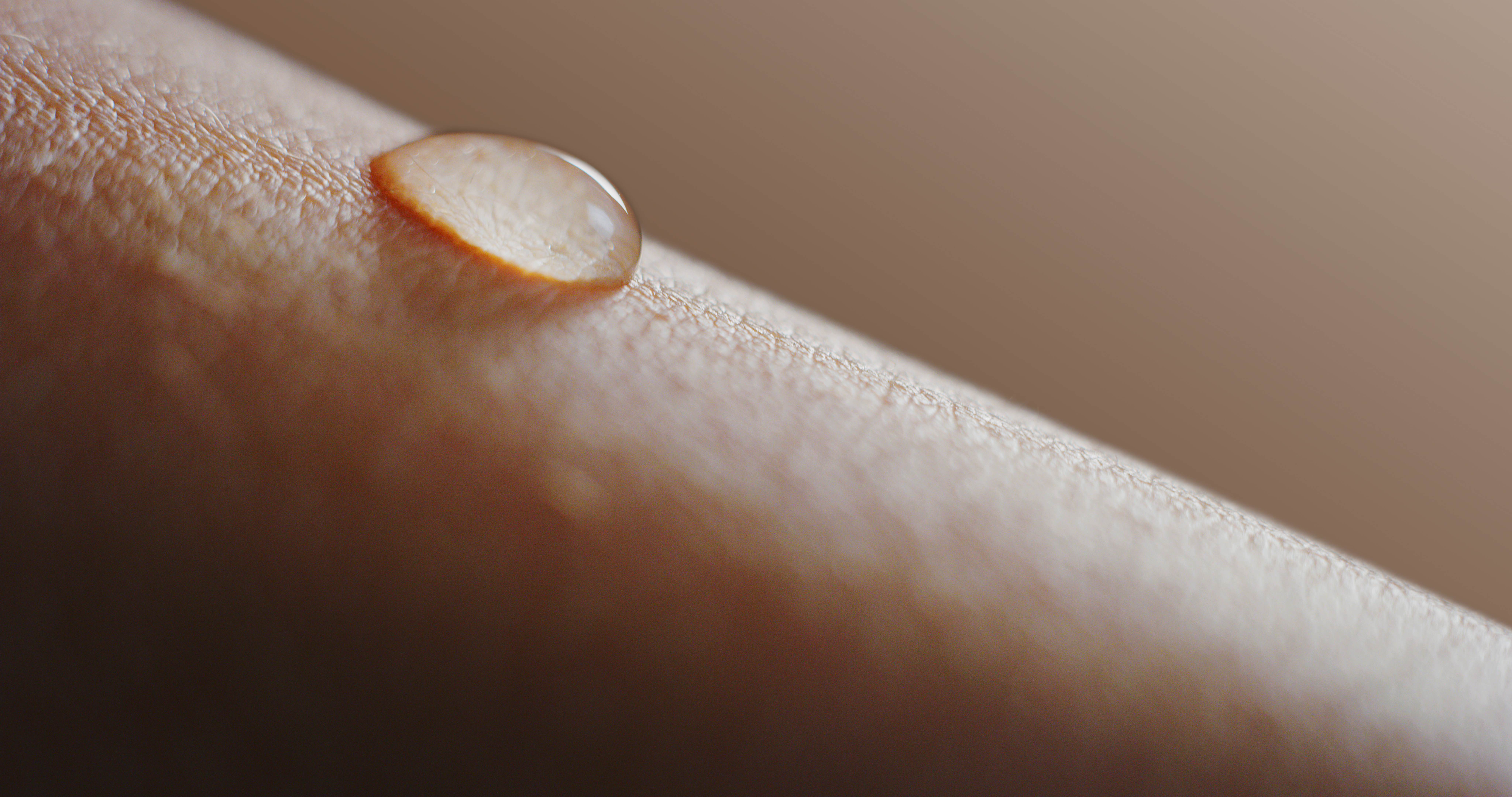 Water droplet on skin