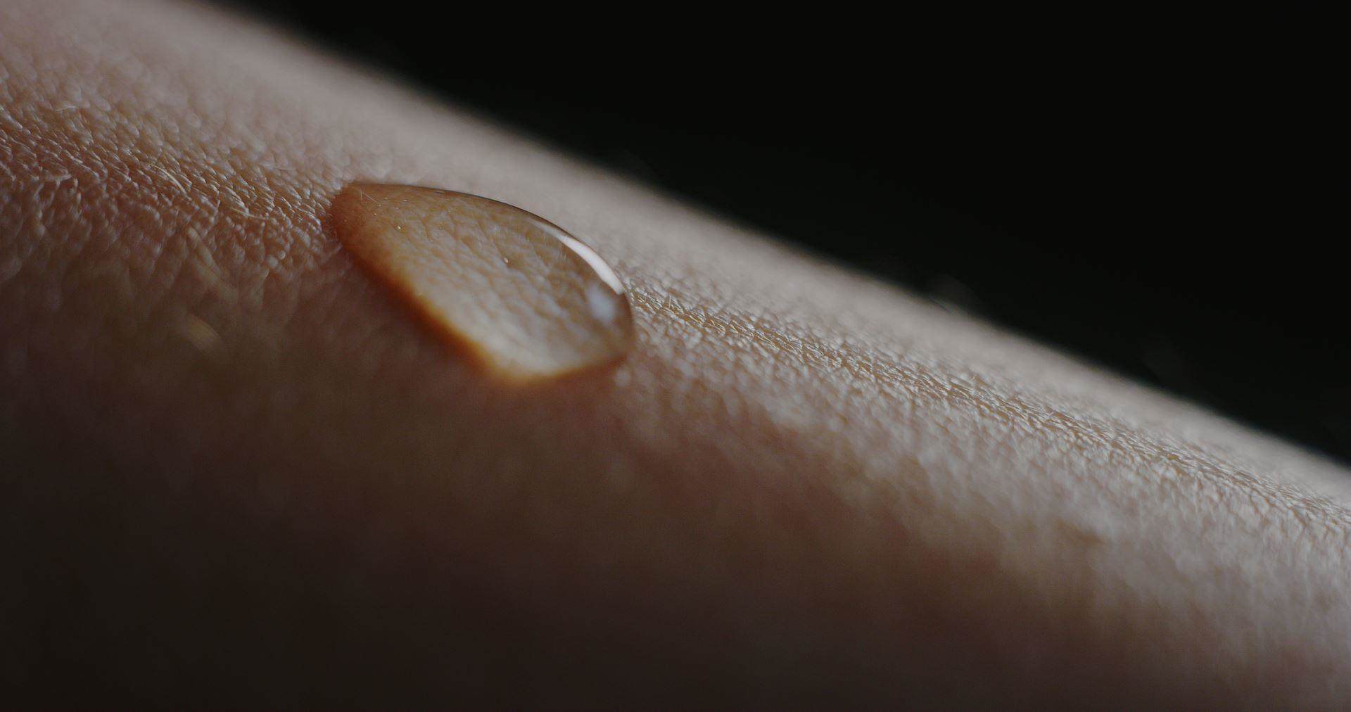 Water droplet on skin