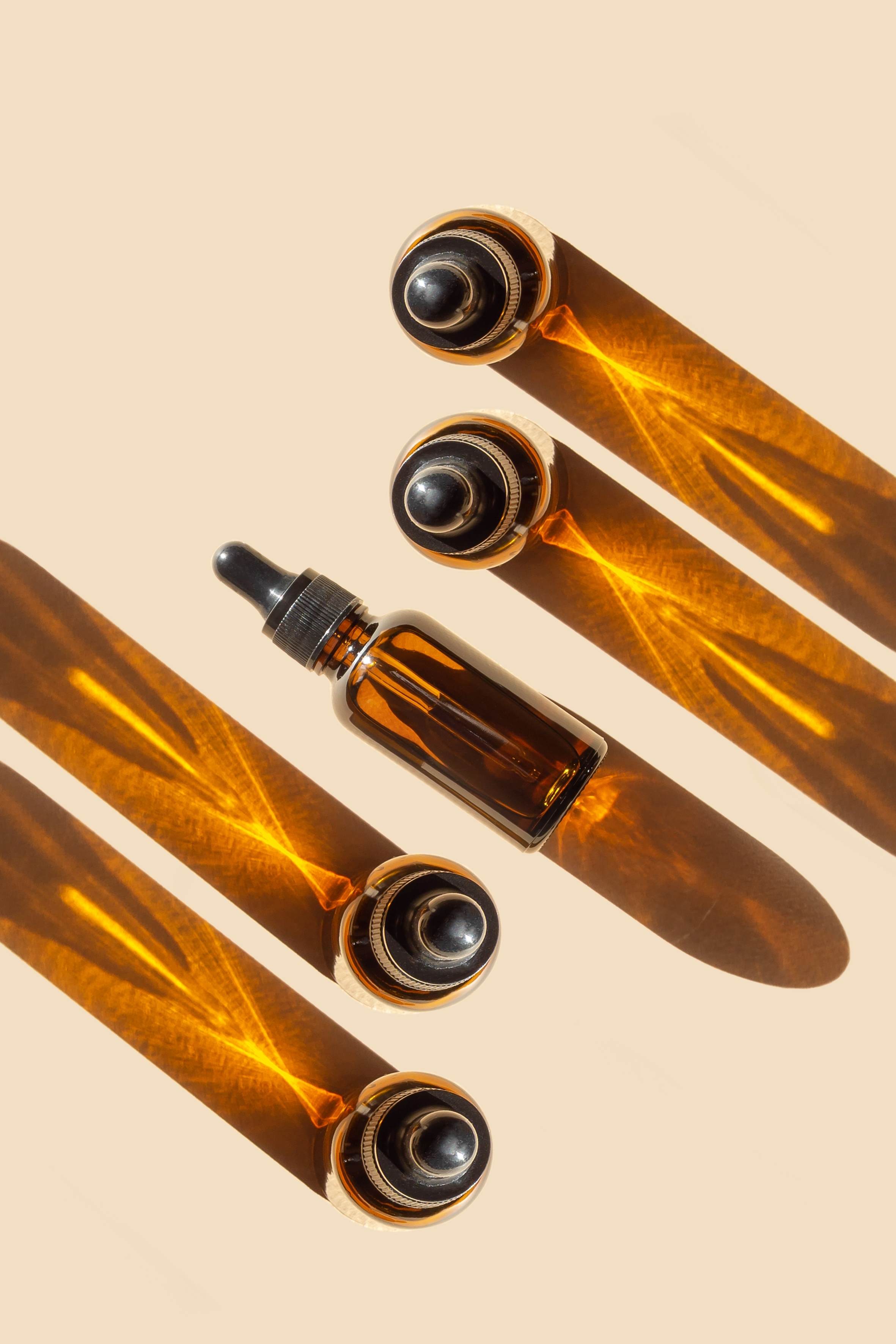 Sample bottles in sun light